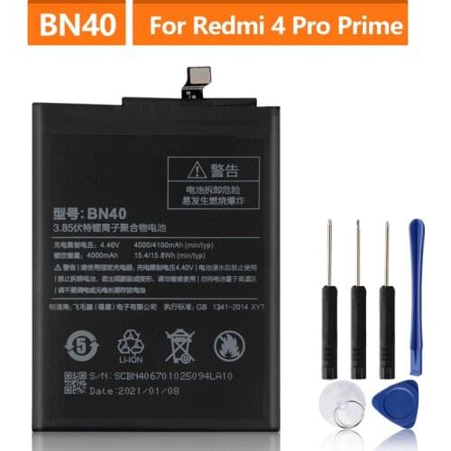 Replacement Battery BN40 For Xiaomi Redmi 4 Pro Prime 3G RAM 32G ROM Edition Redrice 4 Hongmi 4 Rechargeable Battery 4100mAh