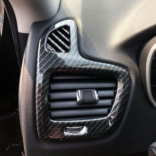 Carbon Fiber Texture Trim Sticker Cover for Jeep Guide 2017-2020 Air Vent Outlet Steering Wheel Interior Car Frame Decoration