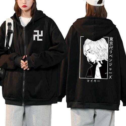 Anime Manjiro Sano Printed Hoodie Tokyo Revengers Print Sweatshirt Zipper Clothes