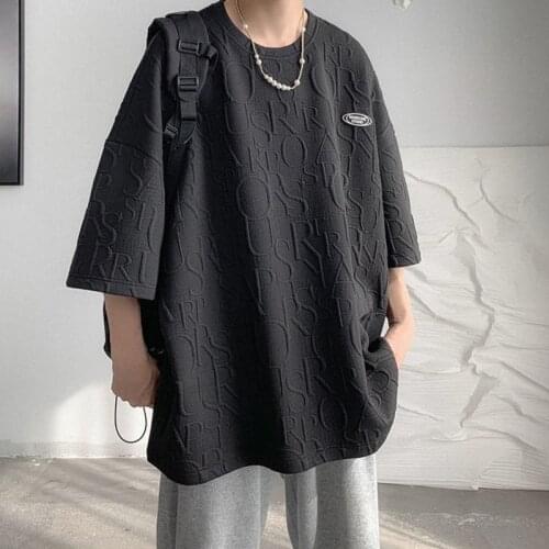 Student Tops Hip Hop Summer Short Half Sleeve T-shirt Mens Fashion Simple Versatile Letter Bottom Shirt Men Harajuku Streetwear