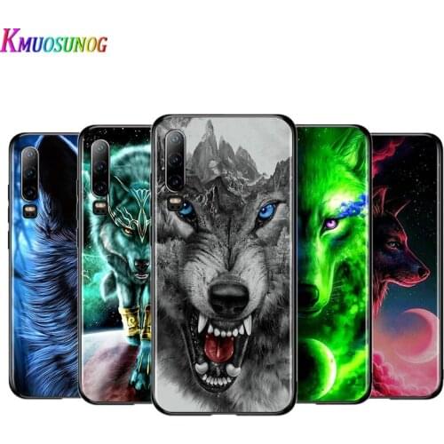 Wolf Totem For Huawei P40 P30 P20 P10 P9 P8 Lite E mini Pro Plus 5G 2017 2019 Silicone Gloss oil not Glass Black Phone Case