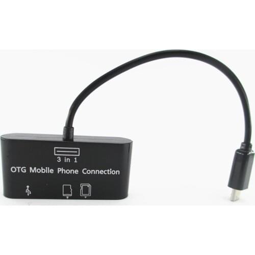 3in1 USB Connection Kit HUB SD MMC TF Micro USB OTG Card Reader leitor de cartao For Mobile Phone Samsung HTC OTG Cable Adapter
