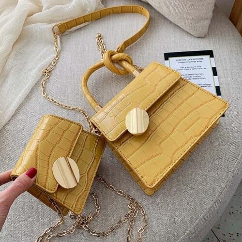 2021 New Fashion High Quality Designer Women Leather Handbag Crocodile pattern Chain Shoulder Messenger Bag Tote Bolsos Mujer