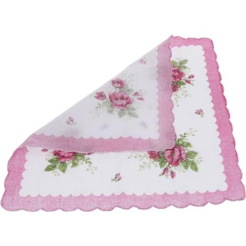 15x Women Handkerchiefs 100% Cotton Mixed Flower Hankies Hanky Kerchiefs