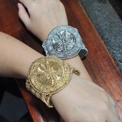 Trend Iron Wire Alloy Cuff Bangle Wide Metal Bangles Bracelets Statement For Women Jewelry Accessories UKMOC