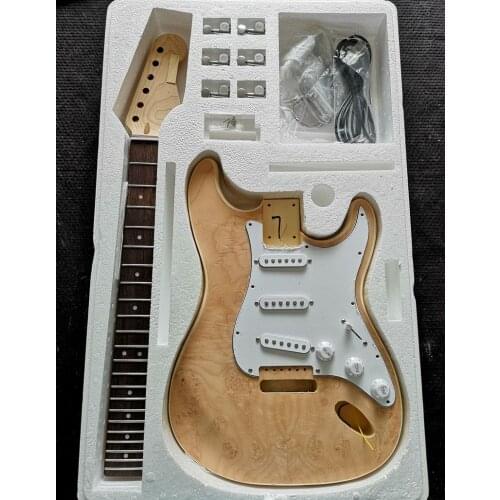 1 set Best New DIY Guitar basswood Body Unfinished Electric Guitar Kit all hardware