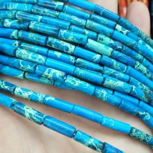 1 string 28pcs nature imperial jasper tube stone beads 4x13mm for women bracelets making top selling with best price for your