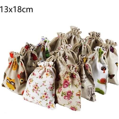 10pcs 13 X18cm Calico Bouquet of Pocket Drive Midge Sweet Bursa Empty Jewelry Gift Bag Package Box Bags Gift Decoration Supply