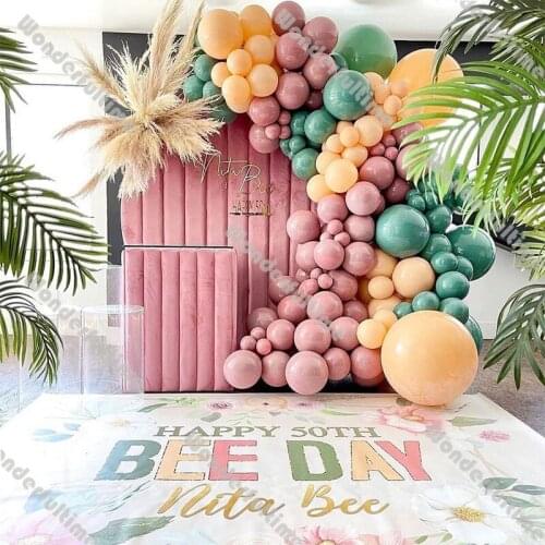 128pcs Baby Shower Decoration Dusty Pink Sage Green Cream Peach Brown Balloons Garland Arch Kit Birthday Party Wedding Supplies