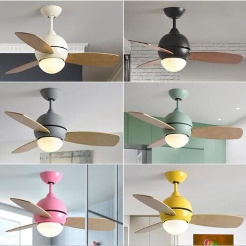 36 Inch Nordic Multicolour Lovely Bedroom Led Ceiling Fan Light Concise Kitchen Dining Room Fan Light Art Kids room Bar Light