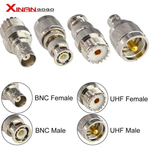 4pcs/set BNC to UHF PL259 adapter RF connector 4 type BNC male female to UHF male Plug female SO239 Jack