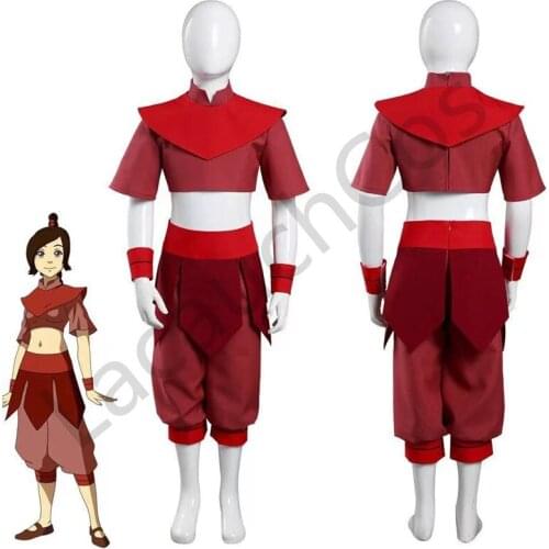 Anime Avatar The Last Airbender Ty Lee cosplay costume red umbilical flared pants Halloween carnival Christmas stage costume