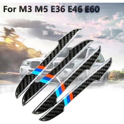 4pcs Carbon Fiber Car Accessories Door Scratch Bumper Scuff Trim Stickers For M3 M5 E36 E46 E60 E90 E92 BMW X1 F48 X3 X5 X6