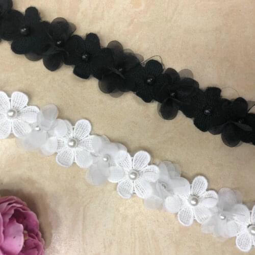Black and white spot Wedding Dress Embroidery hollow out nail bead mesh water-soluble embroidery lace