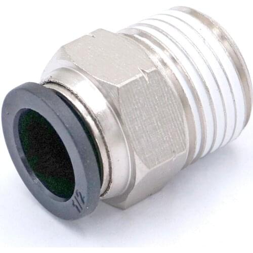 Diameter 1/2" Tube Push in Fitting to 1/2" NPT Male Thread Straight Pneumatic Connector for Air