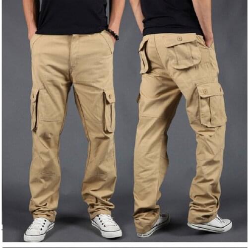 Men Outwear Army Straight Slacks Long Trousers Plus Size Mens Cargo Pants Mens Casual Multi Pockets Military Tactical Pants