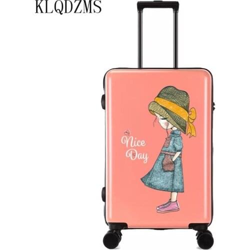 KLQDZMS 20/24"Inch ABS+PC Cartoon Girls Travel Suitcase Cabin Sipnner Trolley Rolling luggage With Wheel