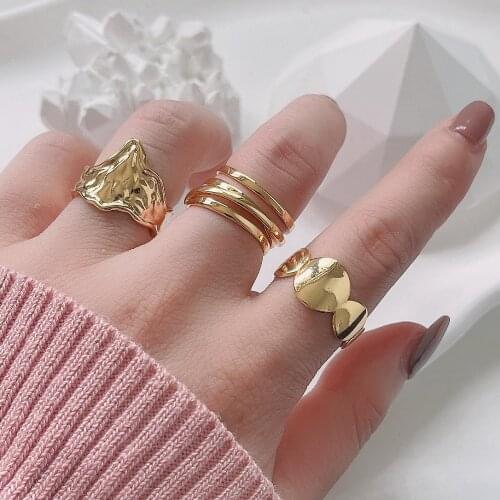 925 Sterling Silver Rings For Women Handmade Gold RoundGeometic Couple Engagement Fine Jewelry New Trendy Party Accessories Gift