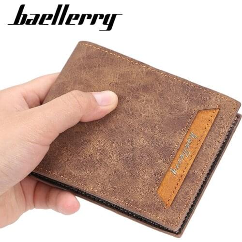 Baellerry Multi-card Site Male Short Wallet Classic Leather Coin Pocket Fashion Horizontal Open Men Purse Casual Solid Color Bag