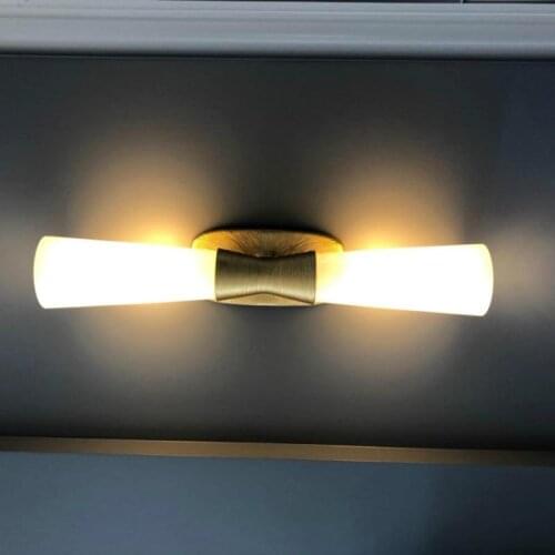 Indoor Gold Wall Light Fixtures Hallway Living Room White Glass Wall Lamp With Lampshade Bedside Bathroom E14 Led Wall Sconce