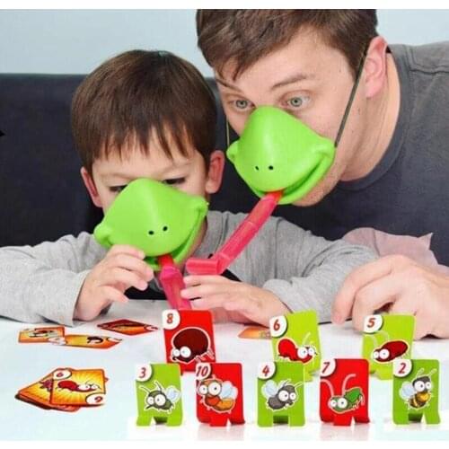 Chameleon Lizard Mask Wagging Tongue Lick Cards Board Game for Children Family Party Toys Funny Desktop Interactive Game Toys