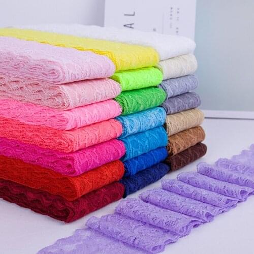 New 5meters wide 80mm Exquisite Stretch Colours Lace Trims Fabric High-end Clothing Diy Skirt Lace Accessories 28 color