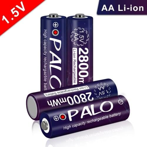 PALO 100% Original 2800mWh aa li ion rechargeable battery stable voltage rechargeable aa 1.5v for therometer