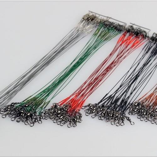 10pcs Anti Bite Fishing Wire Leaders Stainless Steel Leader Rigs Wire Core Leash Fishing Line With Swivel Fishing Accessories