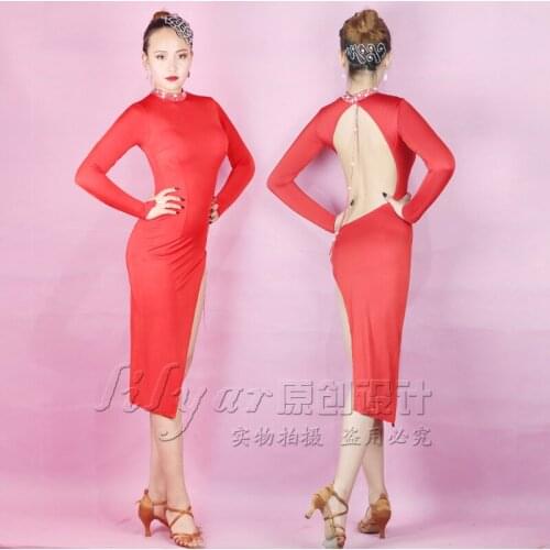 Profesional Latin Dance Costume Women Red/Black Dance Practice Wear Ballroom/Tango/Tango Dress Charleston Dancing Clothes BL2136