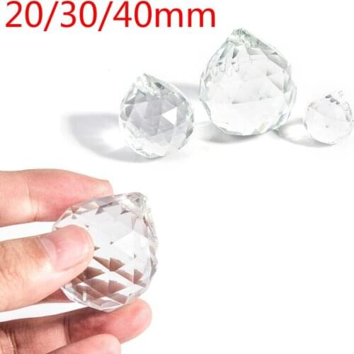 Clear 20/30/40mm Crystal Ball Prism Faceted Glass Chandelier Crystal Parts Hanging Pendant Lighting Ball Suncatcher Home Decor