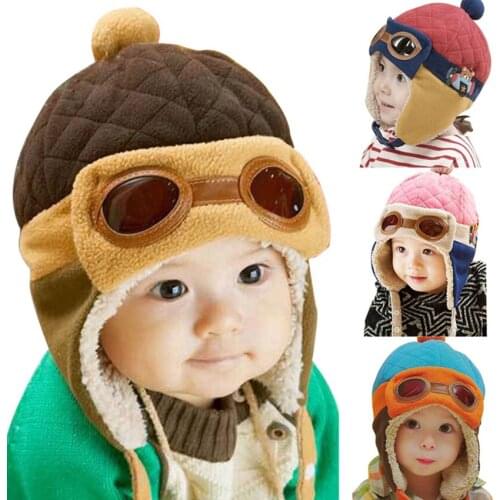 Fashion Baby Winter Autumn Spring Warm Hat Toddlers Cool Caps Boy Girl Pilot Cute Beanie Caps Children Kids Hats