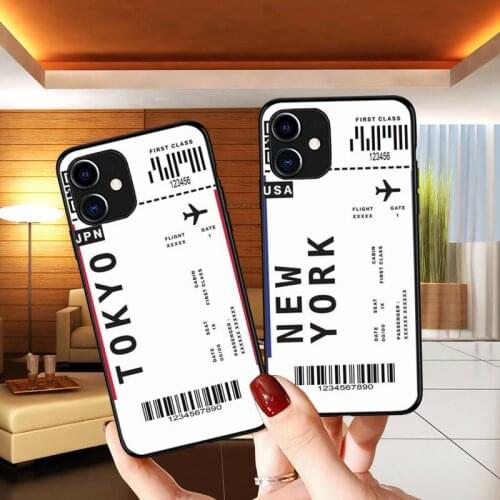 Cute FIRST CLASS PLANE TICKET Phone Case for iPhone 11 12 Pro mini pro XS MAX 8 7 6 6S Plus X 5S SE 2020 XR