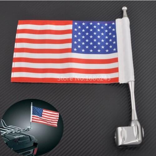 Motorcycle American Flag Side Mount Luggage Rack Antenna Vertical Flagpole For Honda Goldwing 1800 GL1800 01-08 Chrome Flagpole