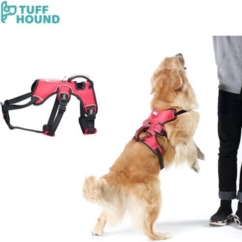 Dog Harness NO PULL Reflective Breathable Adjustable Pet Harness for Large Medium Car Vest Outdoor Walking with Dog Tags Hanging