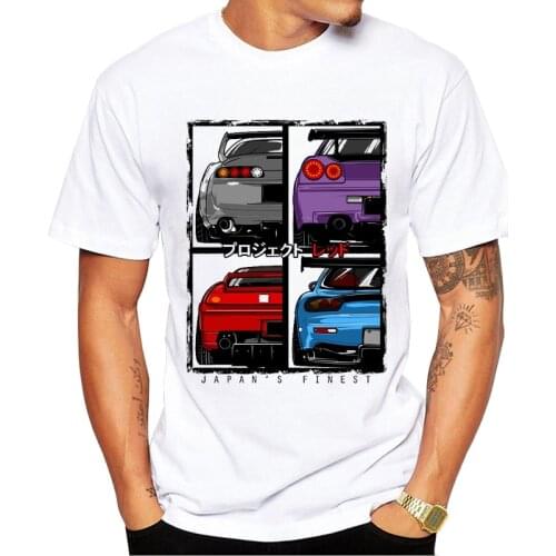 TEEHUB Hipster Vintage Japan Cars Printed Men T-Shirt Short Sleeve Tshirts Street t shirts Cool Essential Tee