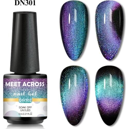 MEET ACROSS 6ml Cat Magnetic Gel Galaxy Cat Eye Gel Polish Soak Off Nail Art Gel Polish Manicure UV Gel Varnish