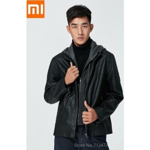 Youpin Cottonsmith Hooded detachable trend Motorcycle jacket Autumn Winter men high quality PU Motorbike Protective Jackets