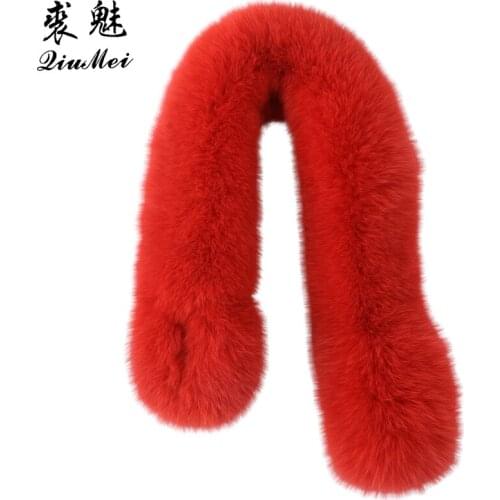 Fox Fur Women Long Scarf Real Fur 2020 Trendy Warm Natural Fluffy Solid Color Red Fur Female Scarves Winter