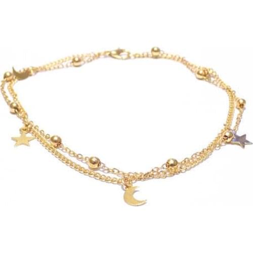 2018 Star Moon Anklet Gold Chain Beads Ankle Bracelet For Women Barefoot Crochet Sandals Foot Jewelry Summer Beach tornozeleira