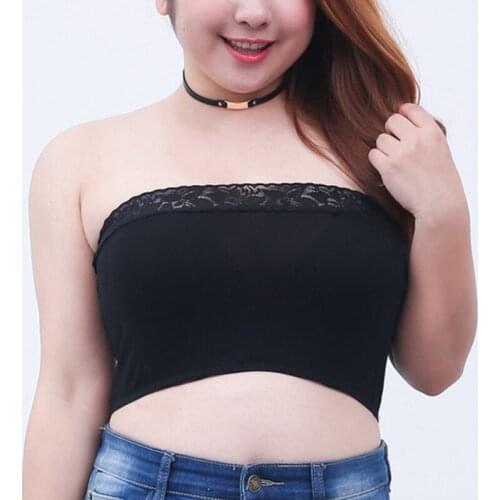 Ladies Sexy Large Plus Size Tube Top Underwear Women Lace Fashion Strapless Bandeau Crop Simple Color Bra Intimates Clothes