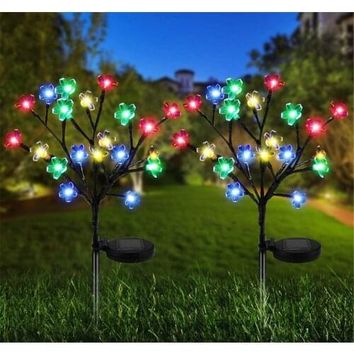 2Pcs Solar Light Led Cherry Blossom Lawn Light Outdoor Waterproof Courtyard Garden Park Path Decorative Lighting Christmas Light