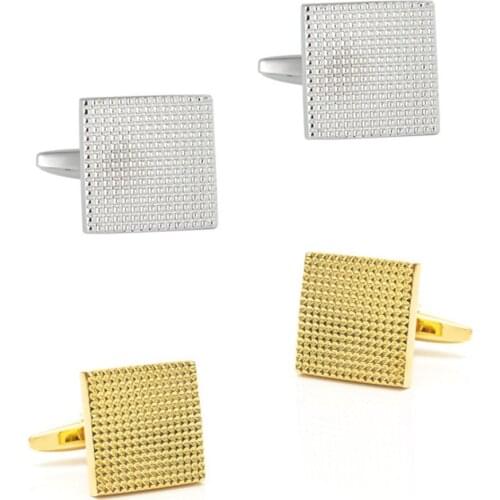 20pairs/lot Silver/Gold Square Laser Checker Grid Cufflinks Brush Drawing Cuff Links Business Style Mens Jewelry Accessory