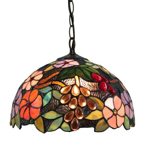 30cm American Rural creative Vintage grape lamp Tiffanys stained glass Restaurant Bar aisle hall pendent lamp 110-240V