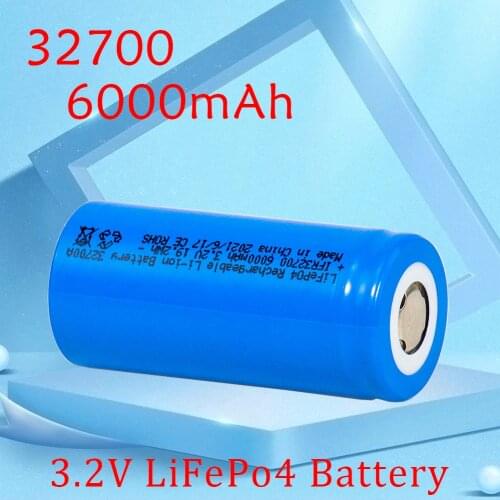 32700 6000mAh 3.2V Battery Lifepo4 Grade A DIY 12v 24v 48v Rechargeable Battery for EV Solar Battery Pack