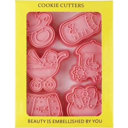 50LB Baby Shower Plastic Cookies Cutter Cake Stamper Cake Decorating Fondant Embossing Biscuit Polymer Clay Making Tools Mold