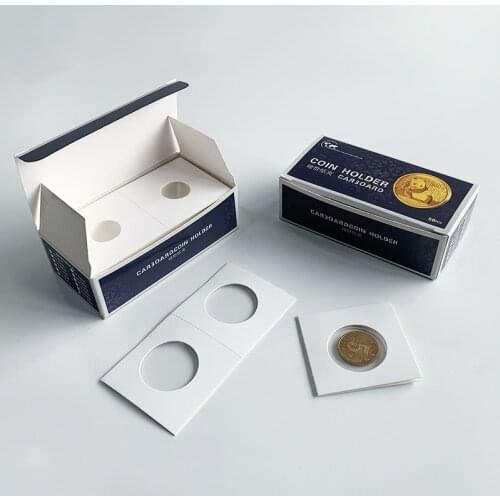 50pcs 17.5mm-40mm Square Cardboard Coin Holders Storage Clip Album case paper bags Flip Paper Boards Coin Collection Decor