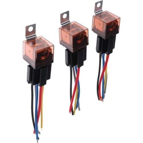 3 Pieces Automotive Electronic 12V 80A 5 Pin SPDT Relay with Harness Socket