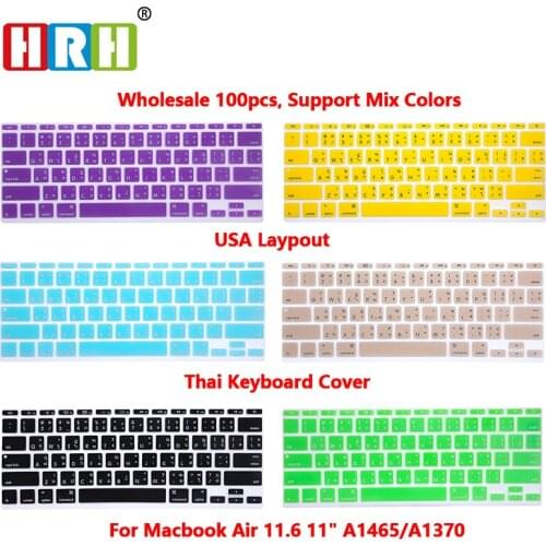 HRH Dust Covers Thai 100pcs Silicone Keyboard Cover Skin Protector Protective Film For Mac Book Air 11.6"A1465 A1370 US Layout