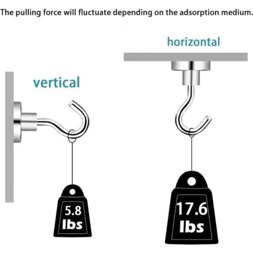 C5AD 24 Pcs Magnetic Hooks No Drilling No Nails Ring Hooks for Kitchen Bathroom Bedroom Garage Lockers Office Fridge