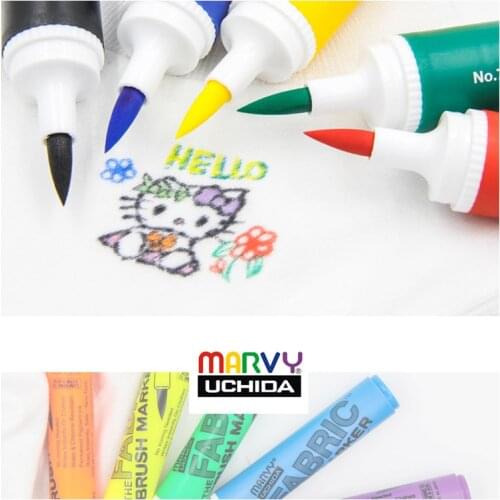 Marvy 722 Soft Head Sweater Markers Pen 6Pcs Set Graffiti Fabric Alcohol Ink Brush Pen Water Resistant Clothing Marker Pe